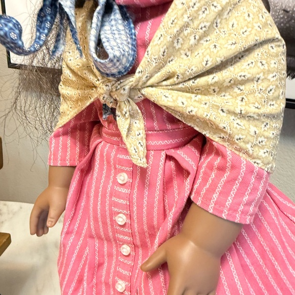 American girl Addy in meet outfit and nightgown